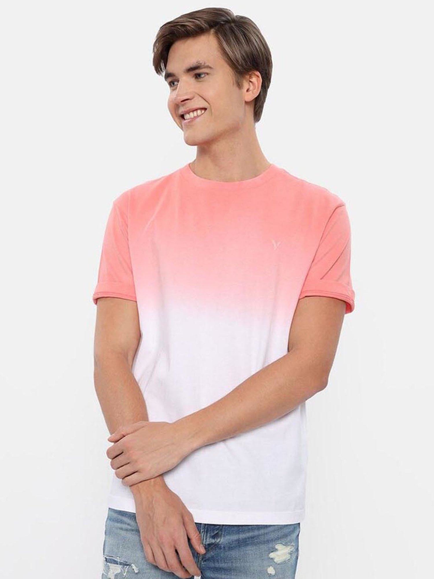 American Eagle Outfitters Pink Cotton Regular Fit Tie - Dye T-Shirt