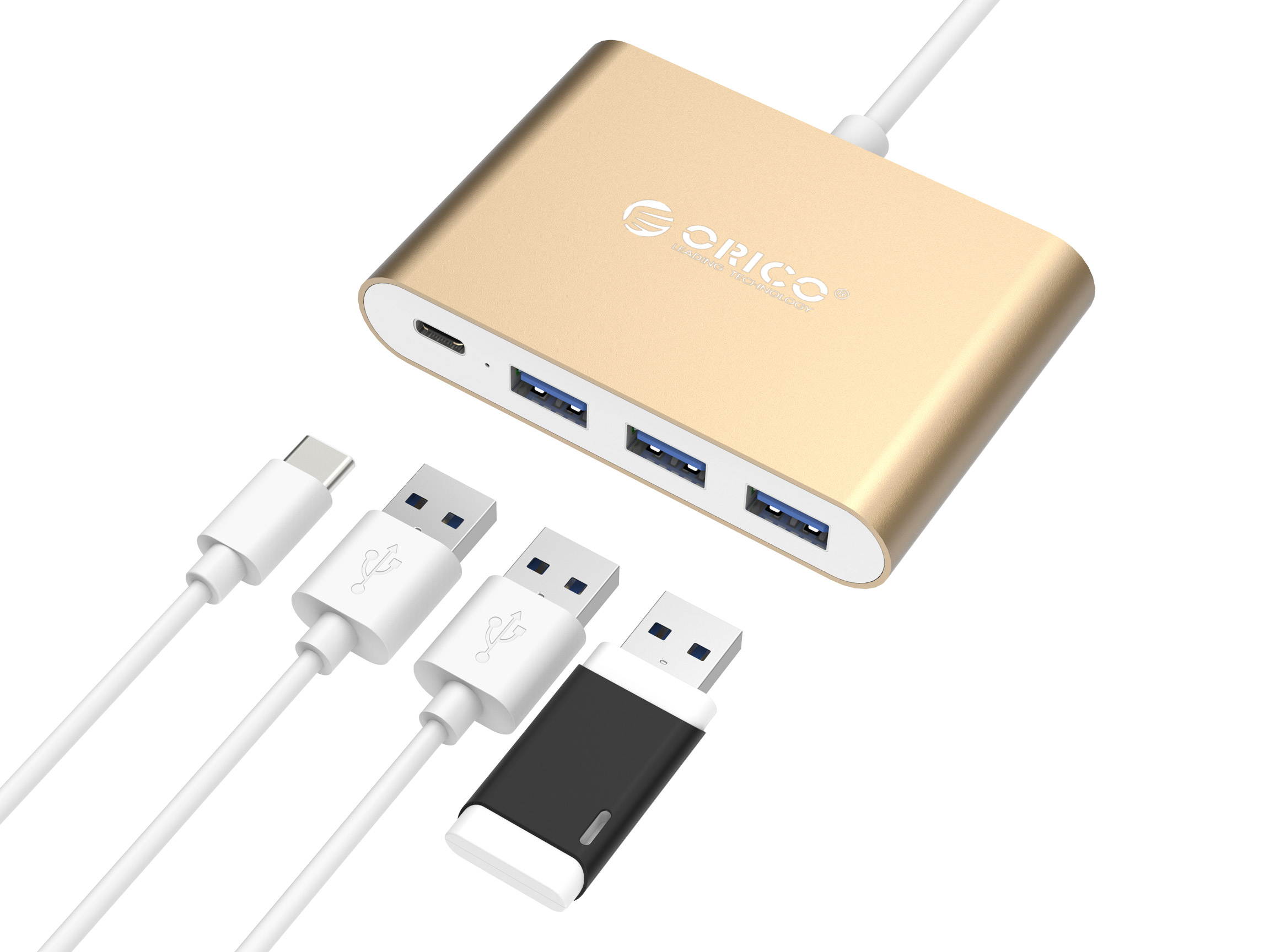 USB 3.1 Type-C HUB with 3 USB 3.0 Porst HUB USB-3.1 Converter Display Adapter Type-C PD Power Delivery Faster USB-C Charging Port with Large Projection for Network Card,Card Reader, U Disk and Mouse