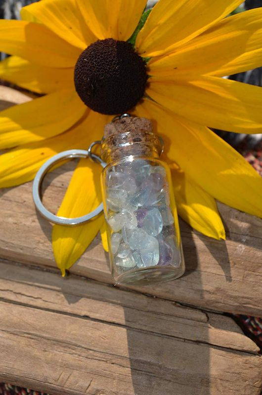 Fluorite Stone Vial Keychain
