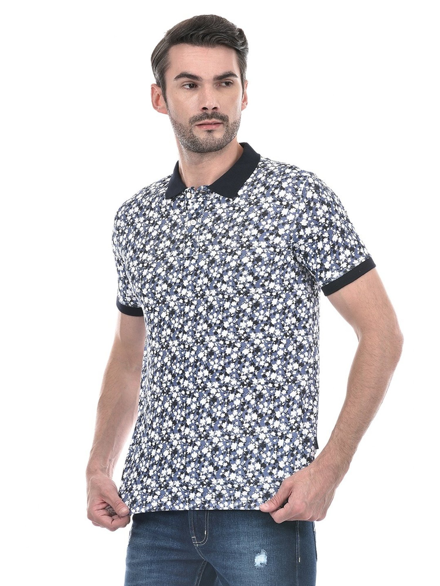 Numero Uno Multicolored Cotton Regular Fit Printed Polo T-Shirt