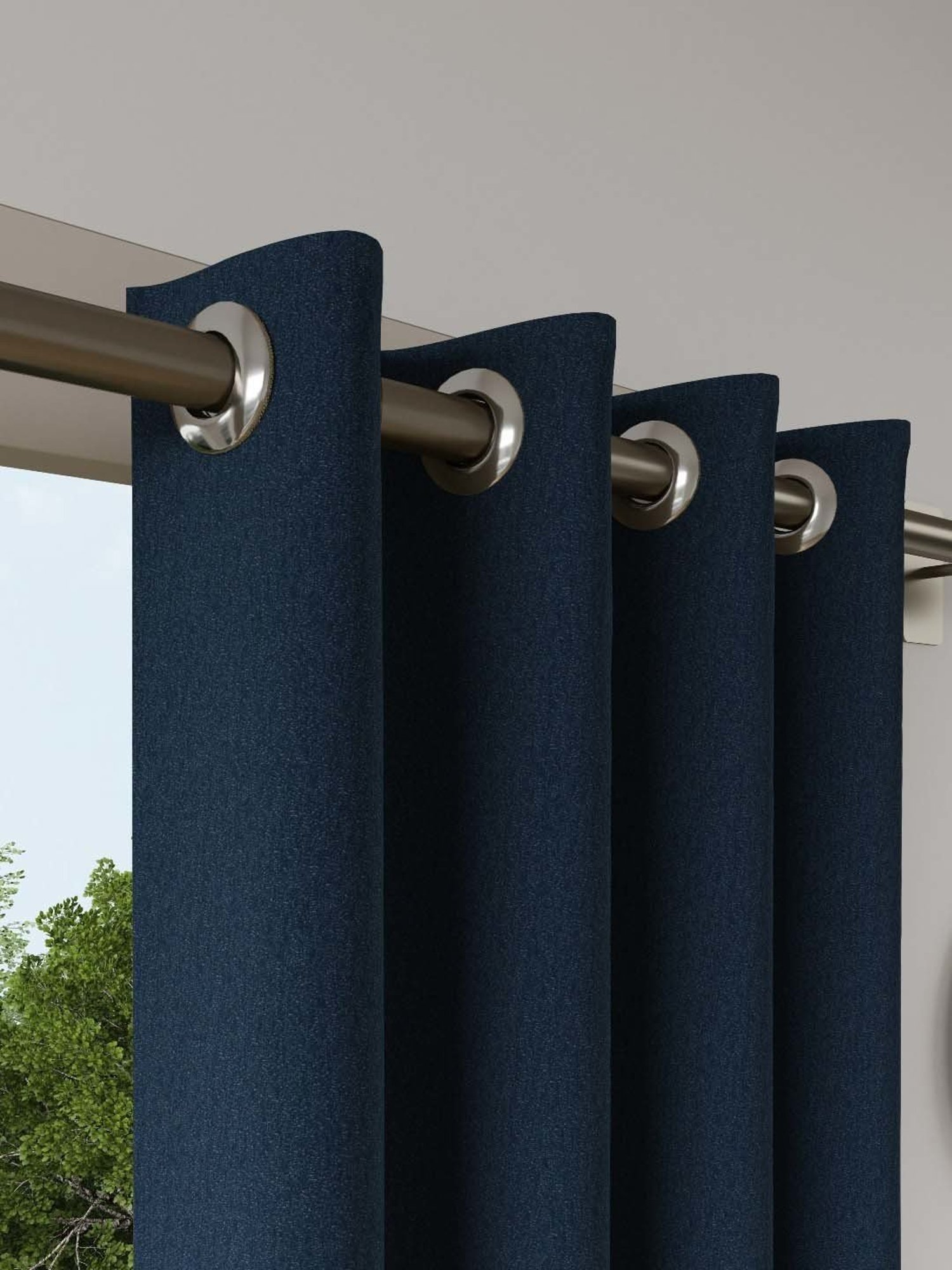 DDecor Blue Solid Polyester 7 ft Door Curtain