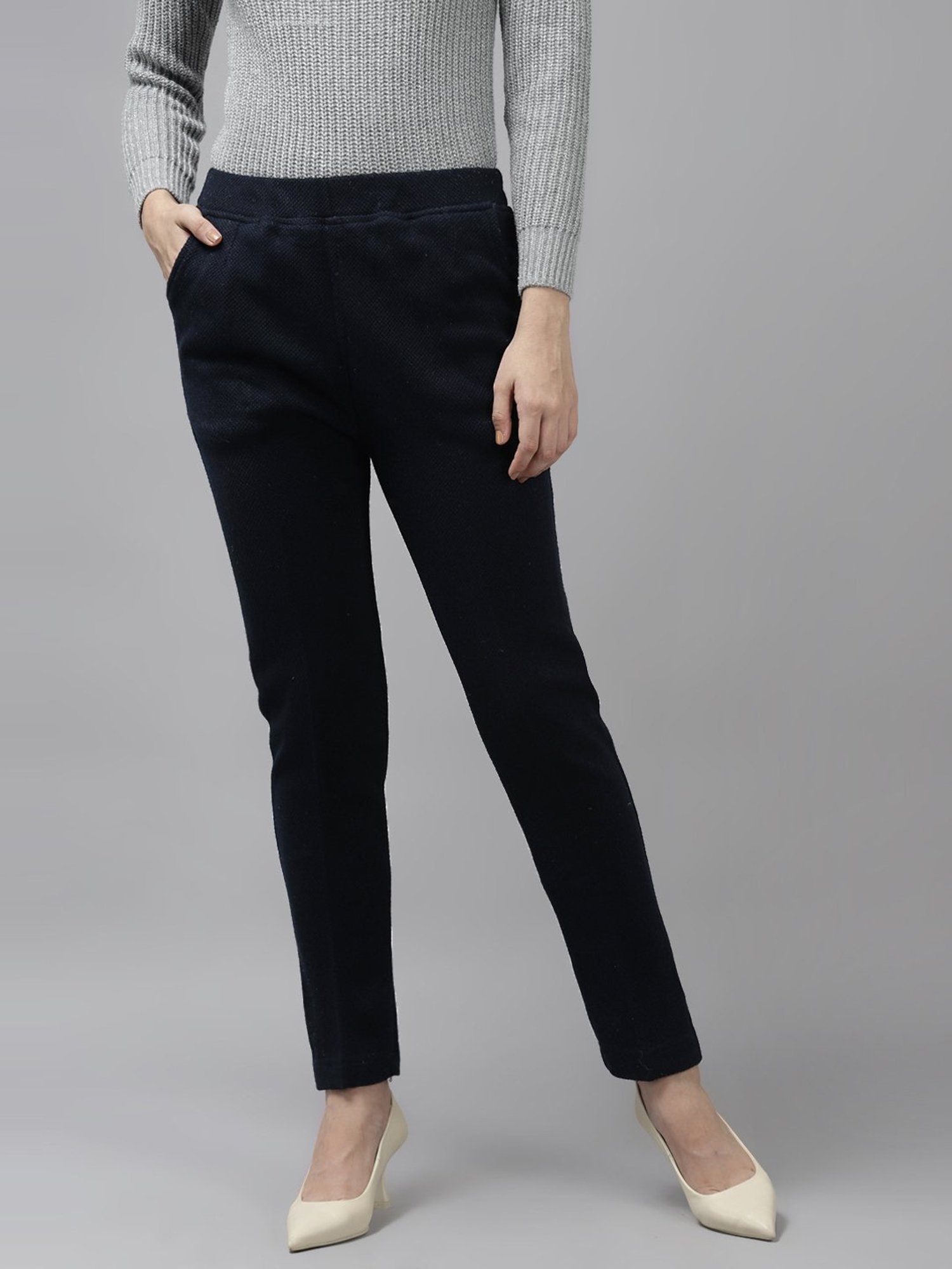Cayman Navy Mid Rise Trousers