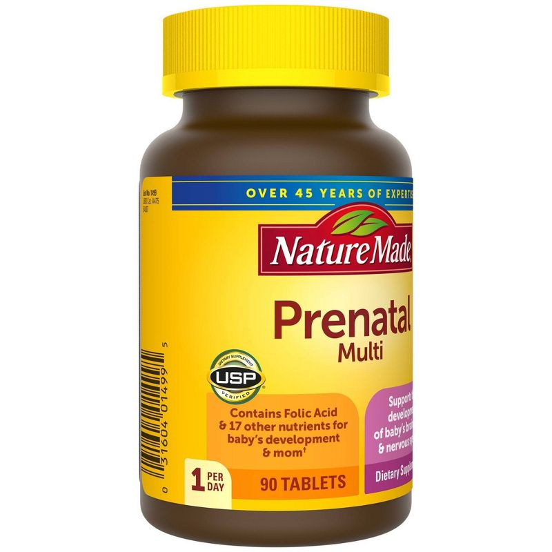 Nature Made Prenatal Tablets with Folic Acid - Iron - Iodine & Zinc - 90ct