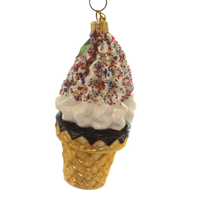 Holiday Ornaments 5.0" Ice Cream Cone With Sprinkles Soft Serve Vanilla Sprinkles  -  Tree Ornaments