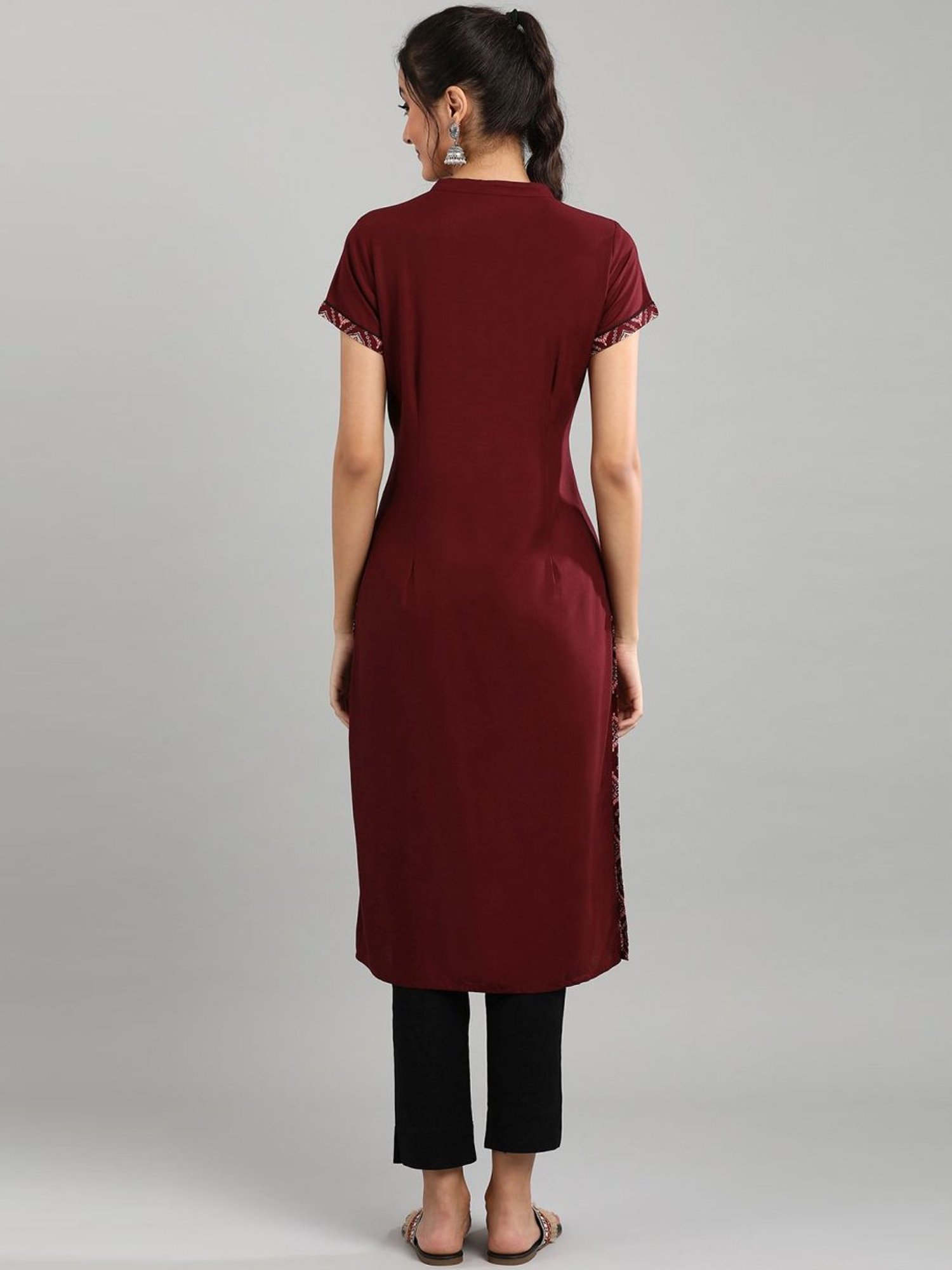 Fusion Beats Light Grey Embroidered A Line Kurta