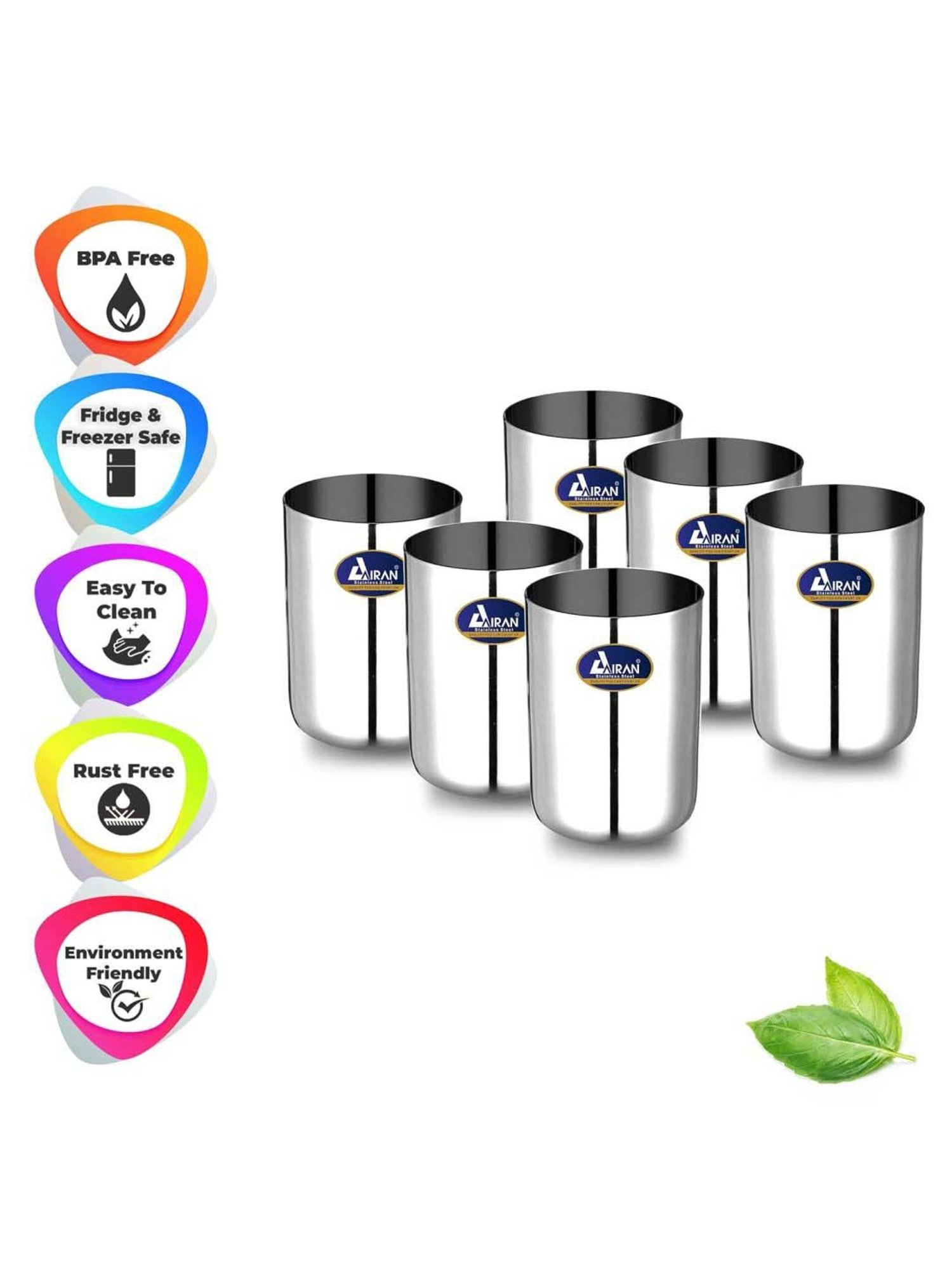 Airan Silver Stainless Steel Royal Heavy Gauge Tumbler - Set of 6