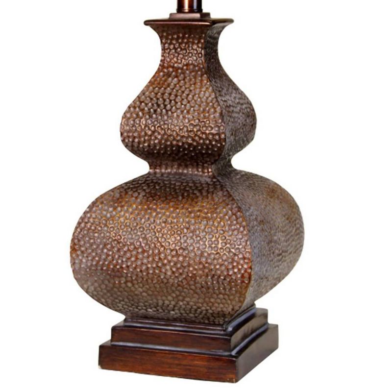 Berkshire Brown Table Lamp with White Hardback Fabric Shade  - StyleCraft