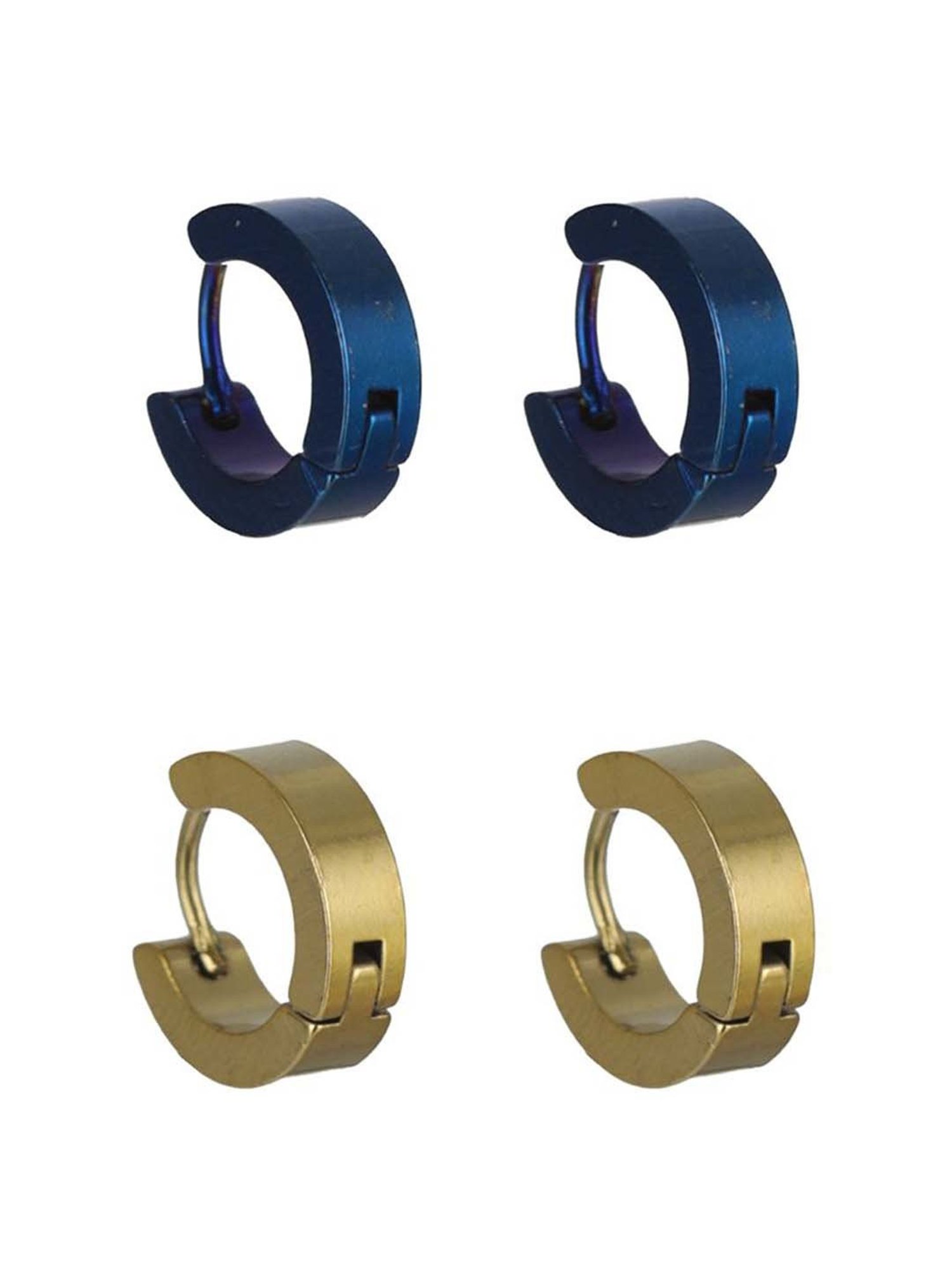 Bold by Priyaasi Black Gold-Plated Hoop Earrings for Men - Set of 2