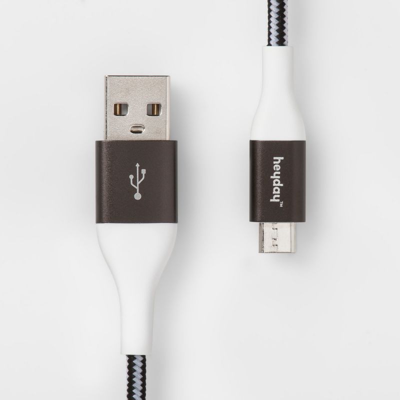 heyday™ 4' Micro USB to USB-A Braided Cable - Black/White/Gunmetal