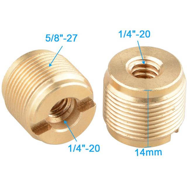 CAMVATE 1/4"-20 Female to 5/8"-27 Male Screw Adapter, 2-Pack #C1704