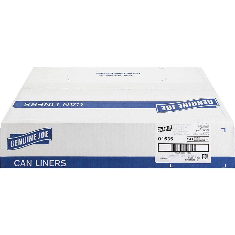 Genuine Joe Heavy-Duty Trash Bags 1.5 Mil 55-60 Gallon 50/CT Black 01535