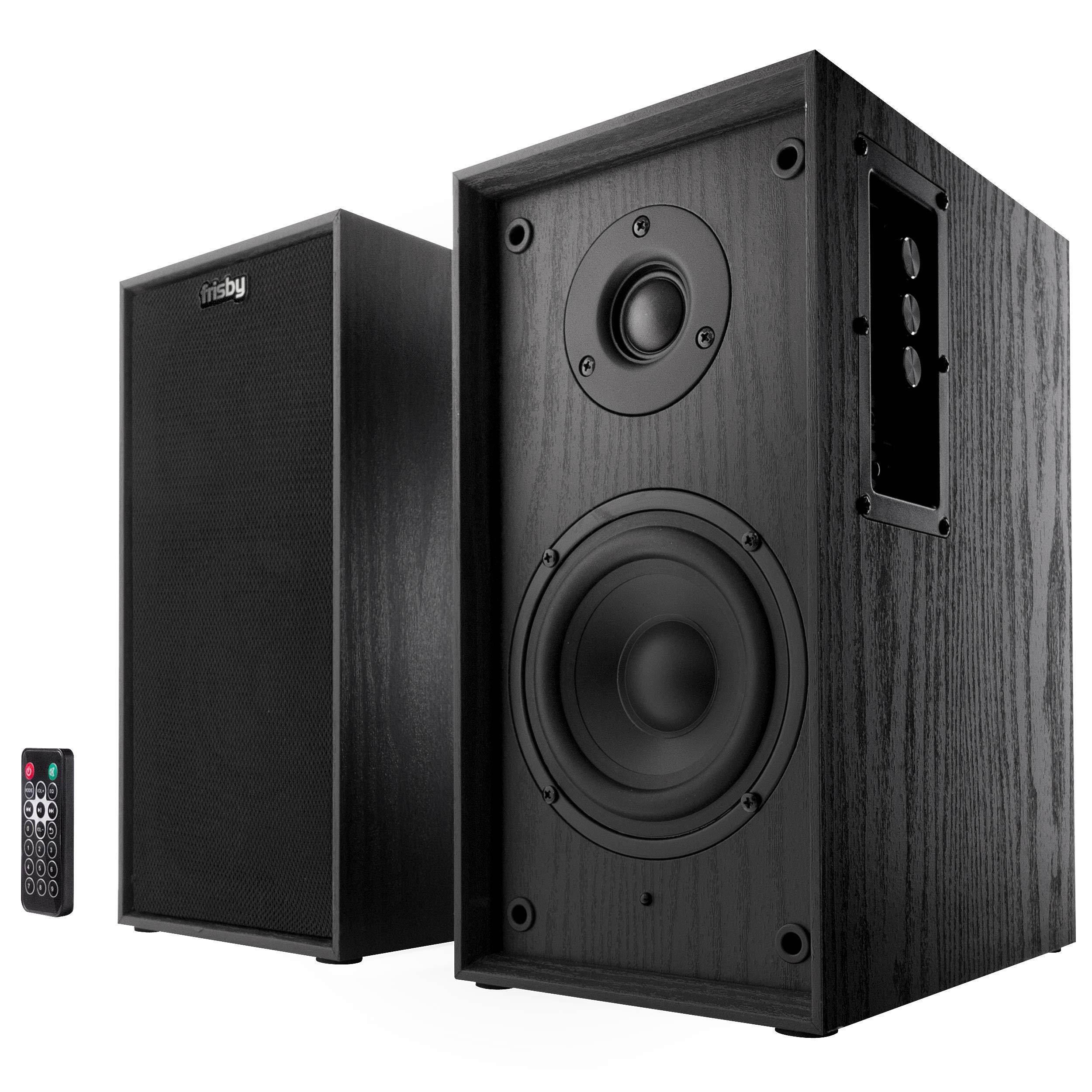 Frisby FS-2030BT Powered Bluetooth Bookshelf Speakers - Digital Optical Input - Wired Studio Monitors - 5 Inch Near Field Speaker - 50 Watts RMS - Black