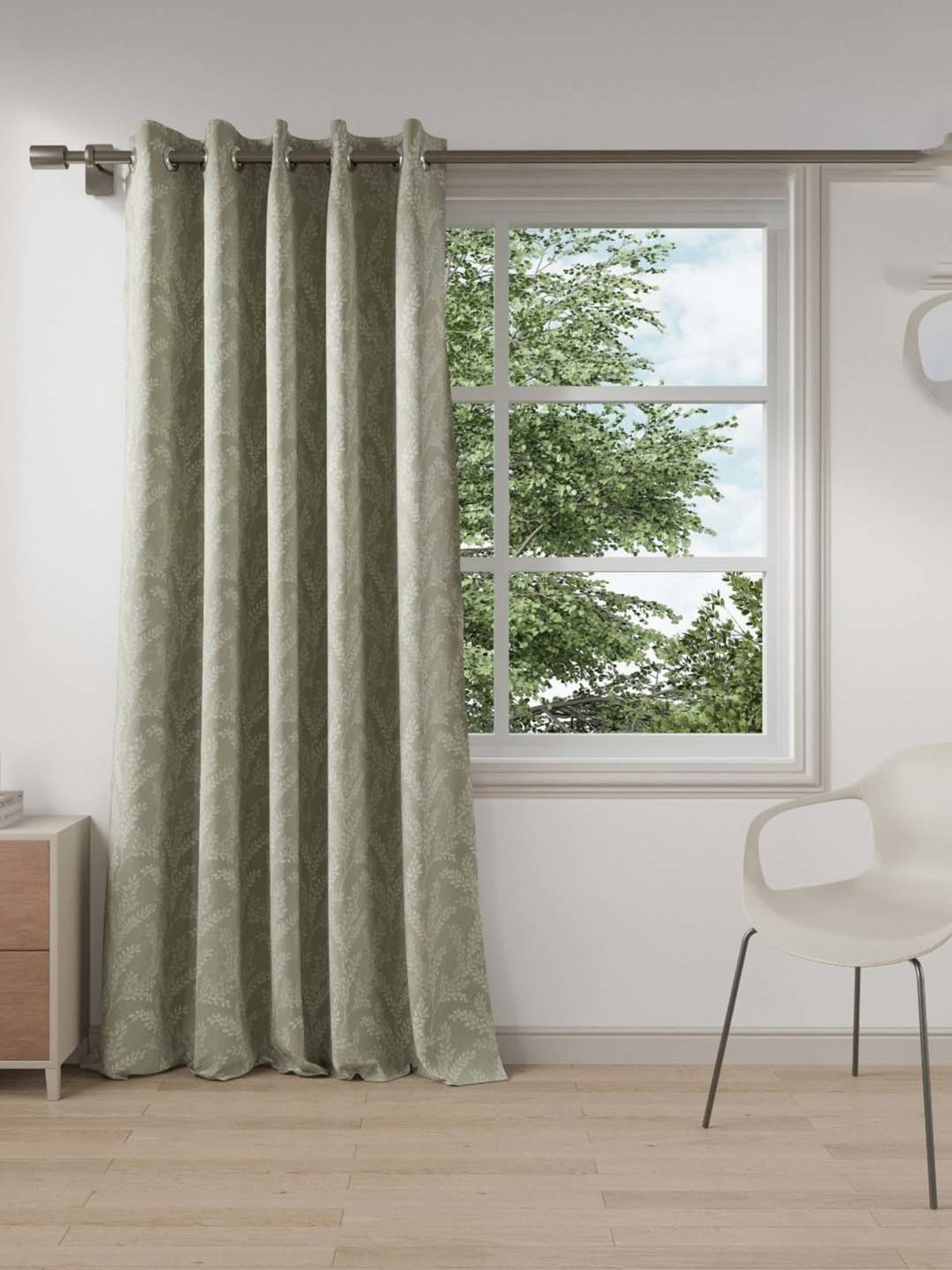 DDecor Green Abstract Polyester 7 ft Door Curtain