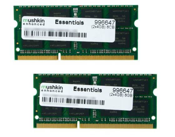 Mushkin Enhanced 8GB (2 x 4GB) Essentials DDR3 PC3-10666 1333MHz 204-Pin Laptop Memory Model 996647