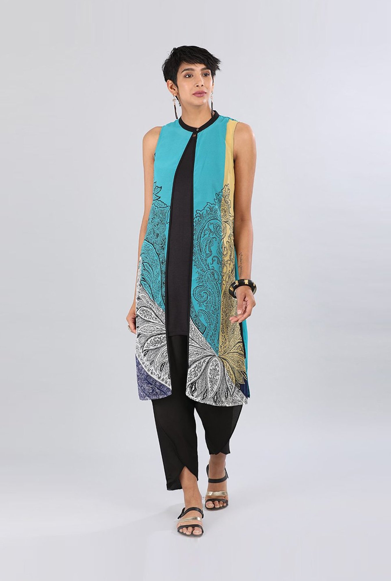 Aurelia Turquoise Printed Shrug