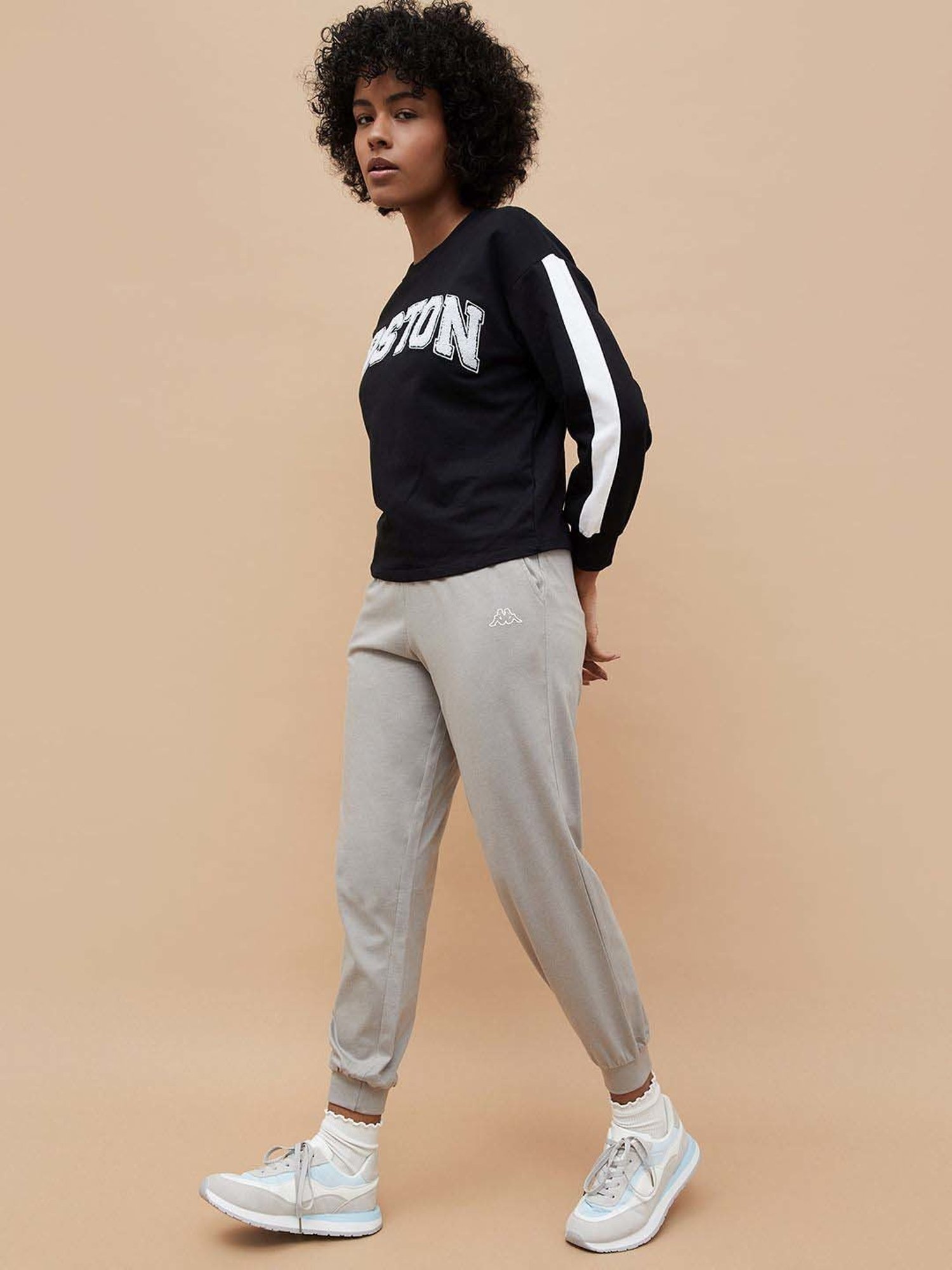 KAPPA Grey Cotton Mid Rise Sports Joggers