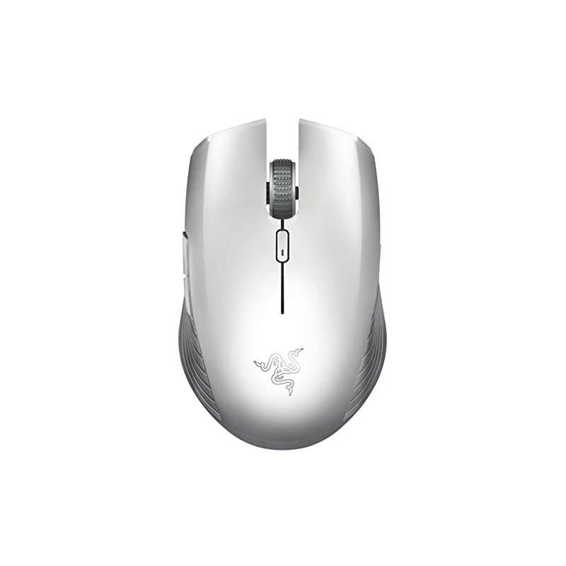 Atheris Ambidextrous Wireless Mouse 7200 DPI Optical Sensor 350 Hr Battery Life USB Wireless Receiver Bluetooth Connection Mercury White