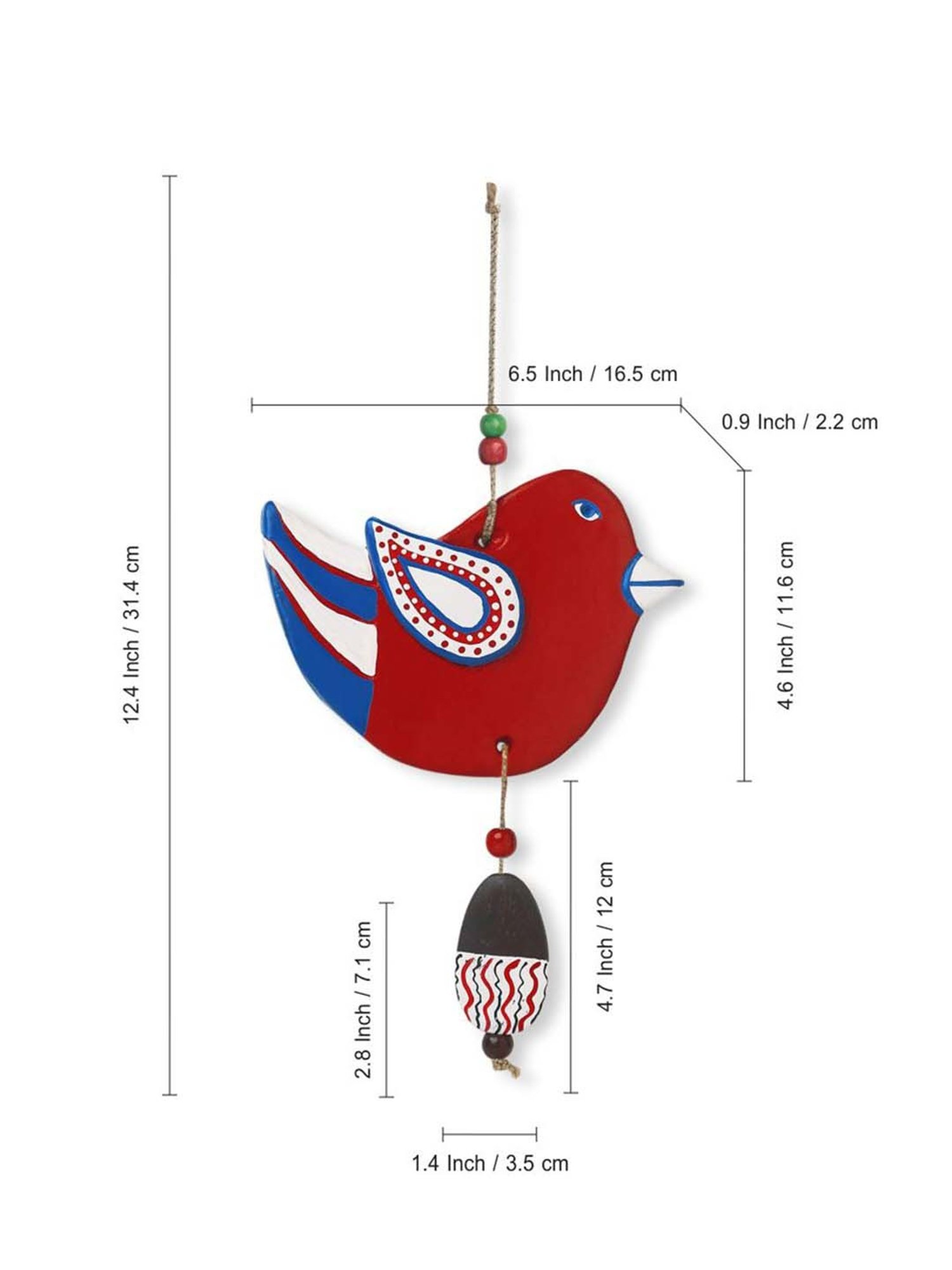 ExclusiveLane 'Feathered Sparrows' Handmade & Hand-painted Garden Decorative Terracotta Wall Hanging