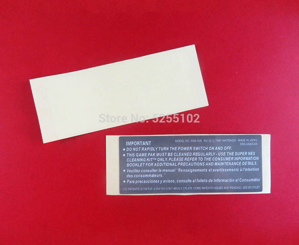 10PCS replacement Shell back sticker for SNES game card sticker Label for snes US version