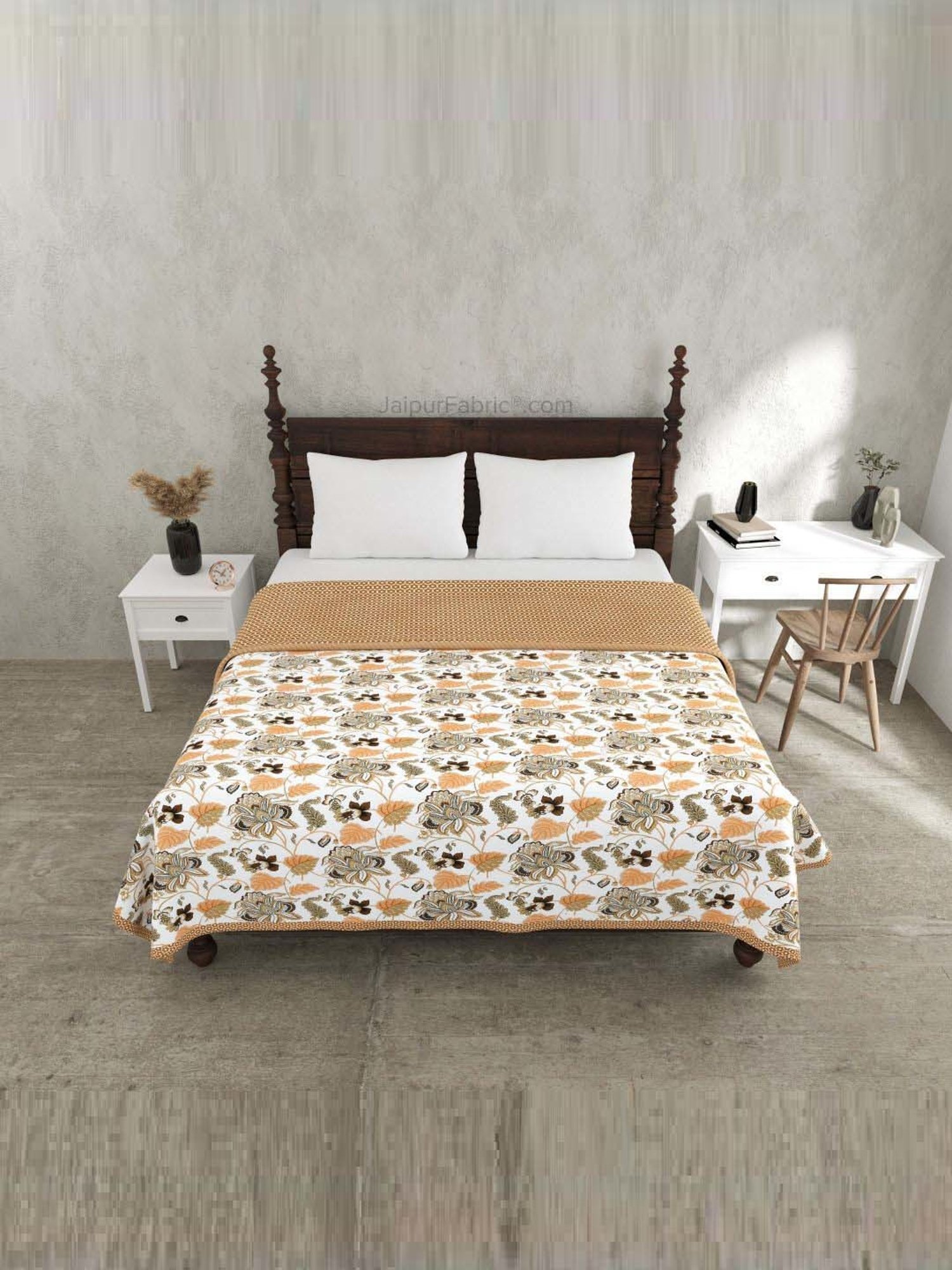 JaipurFabric Orange Mulmul Cotton 150 GSM Reversible Ac Dohar