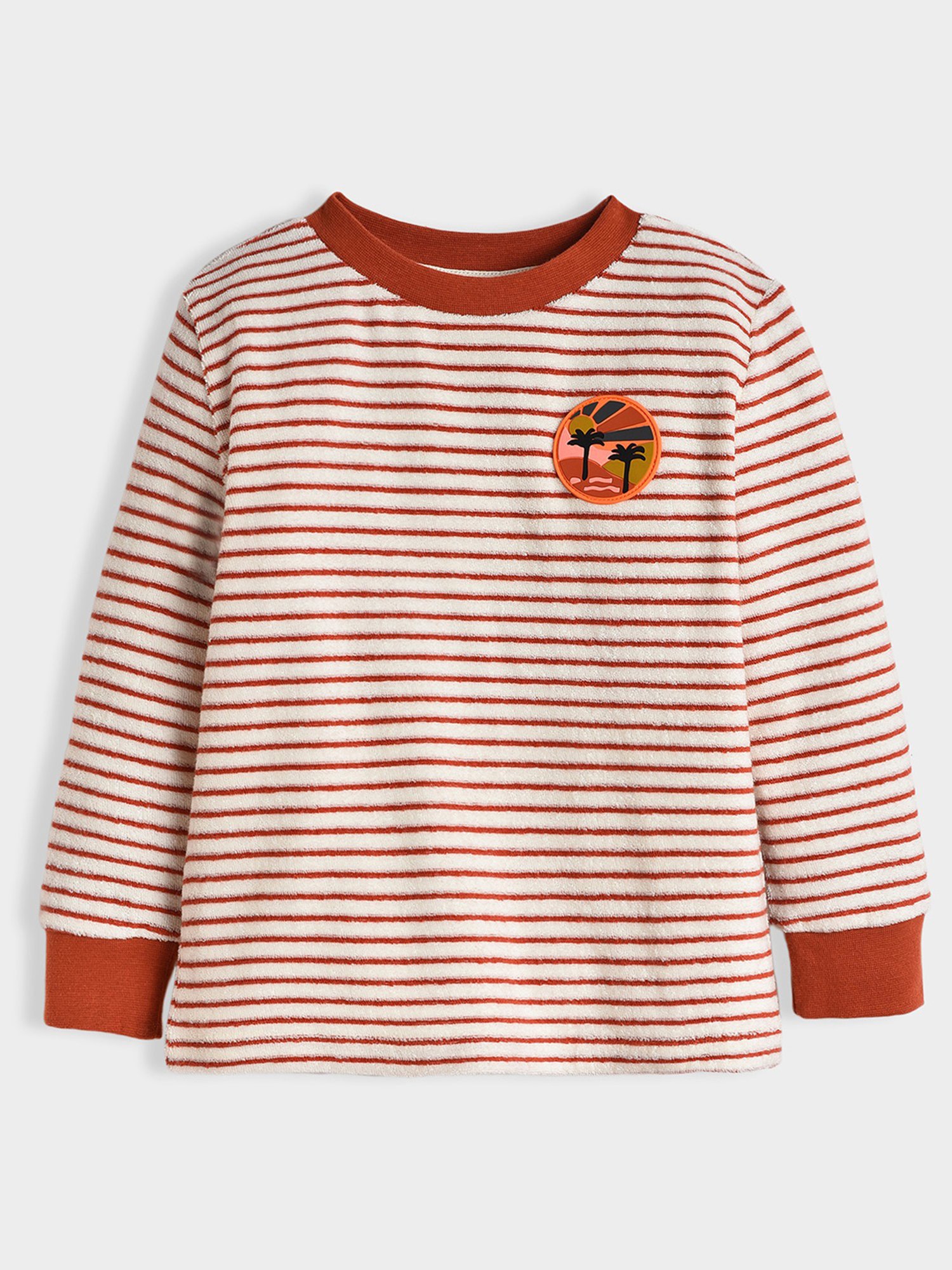 MiArcus Kids Rust Striped Full Sleeves T-Shirt with Pyjamas