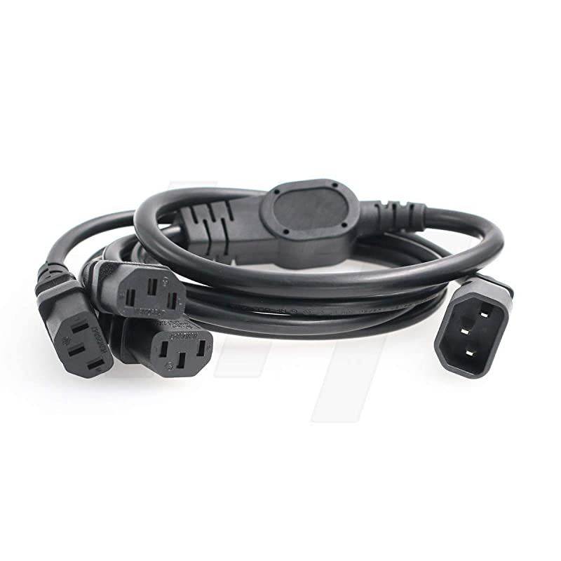 UPS PDU Computer PC Power Splitter Cord C14 to 3 x C13 10A 250V Extension Cable (C14-3xC13 1m)