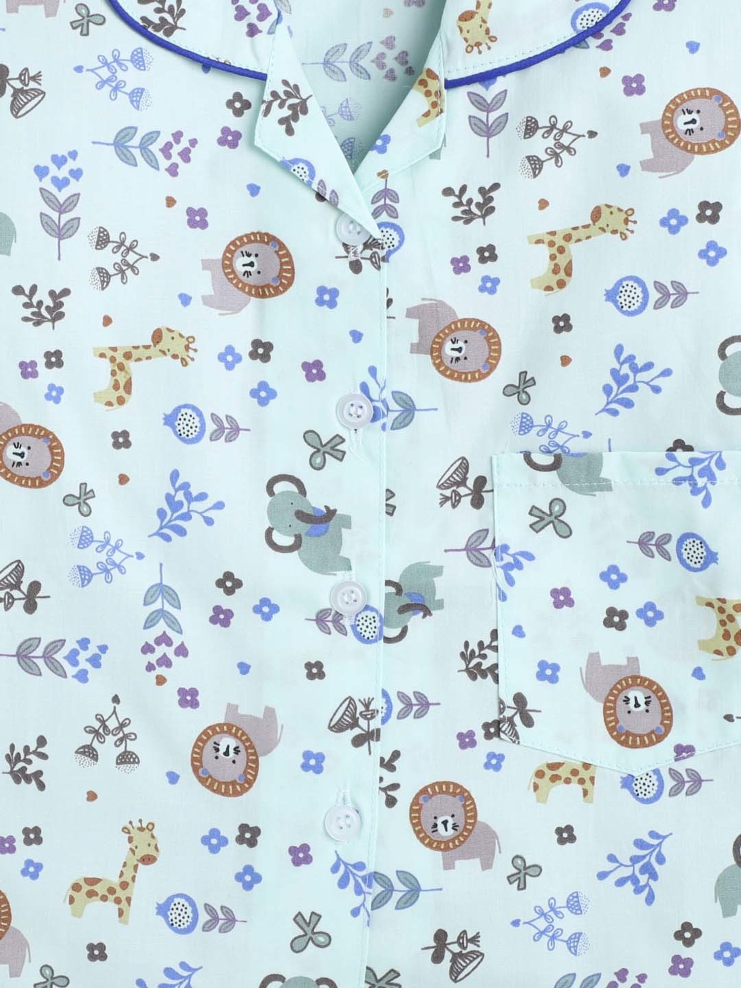 The Magic Wand Boys Blue Cotton Printed Full Sleeves Shirt Set