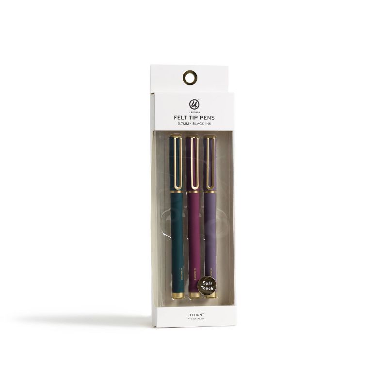 3pk Porous Point Pens - Black Ink - U Brands