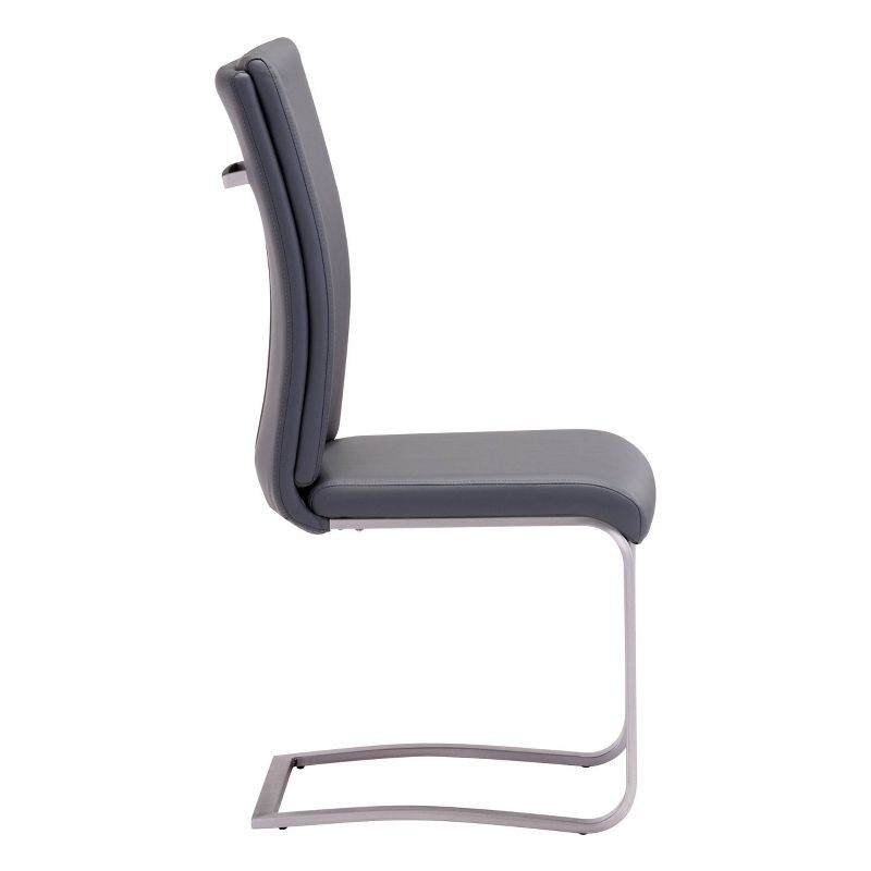 Set of 2 Elegant Contemporary Chromed Steel Dining Chair Gray - ZM Home