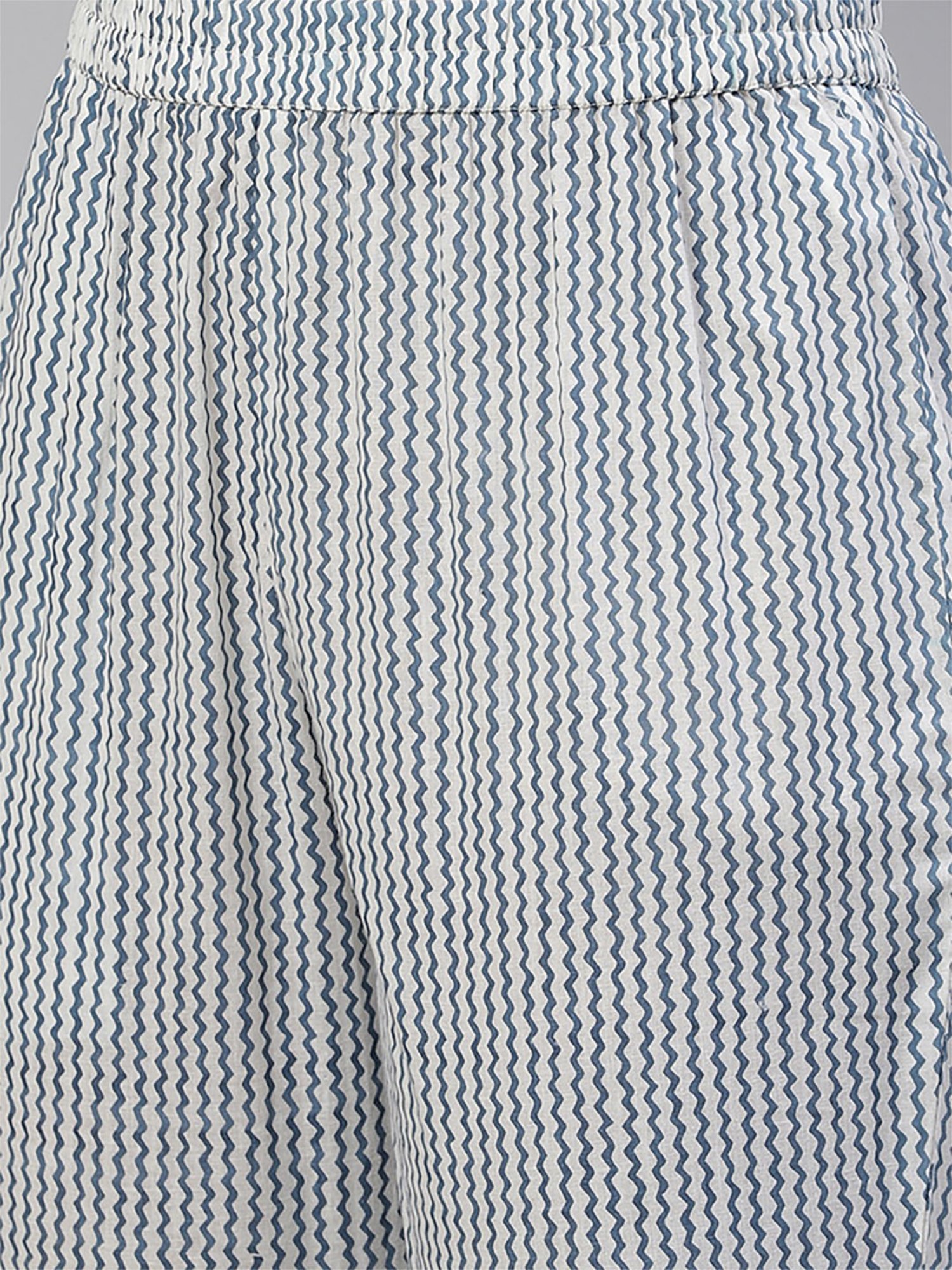 Vaamsi White & Yellow Cotton Floral Print Kurta Pant Set With Dupatta