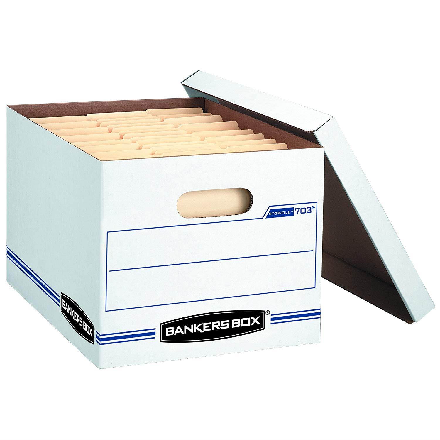 Bankers Box Stor/File Storage Box with Lift-Off Lid, Letter/Legal, 12 x 10 x 15 Inches, White, 4 Pack (0070308)