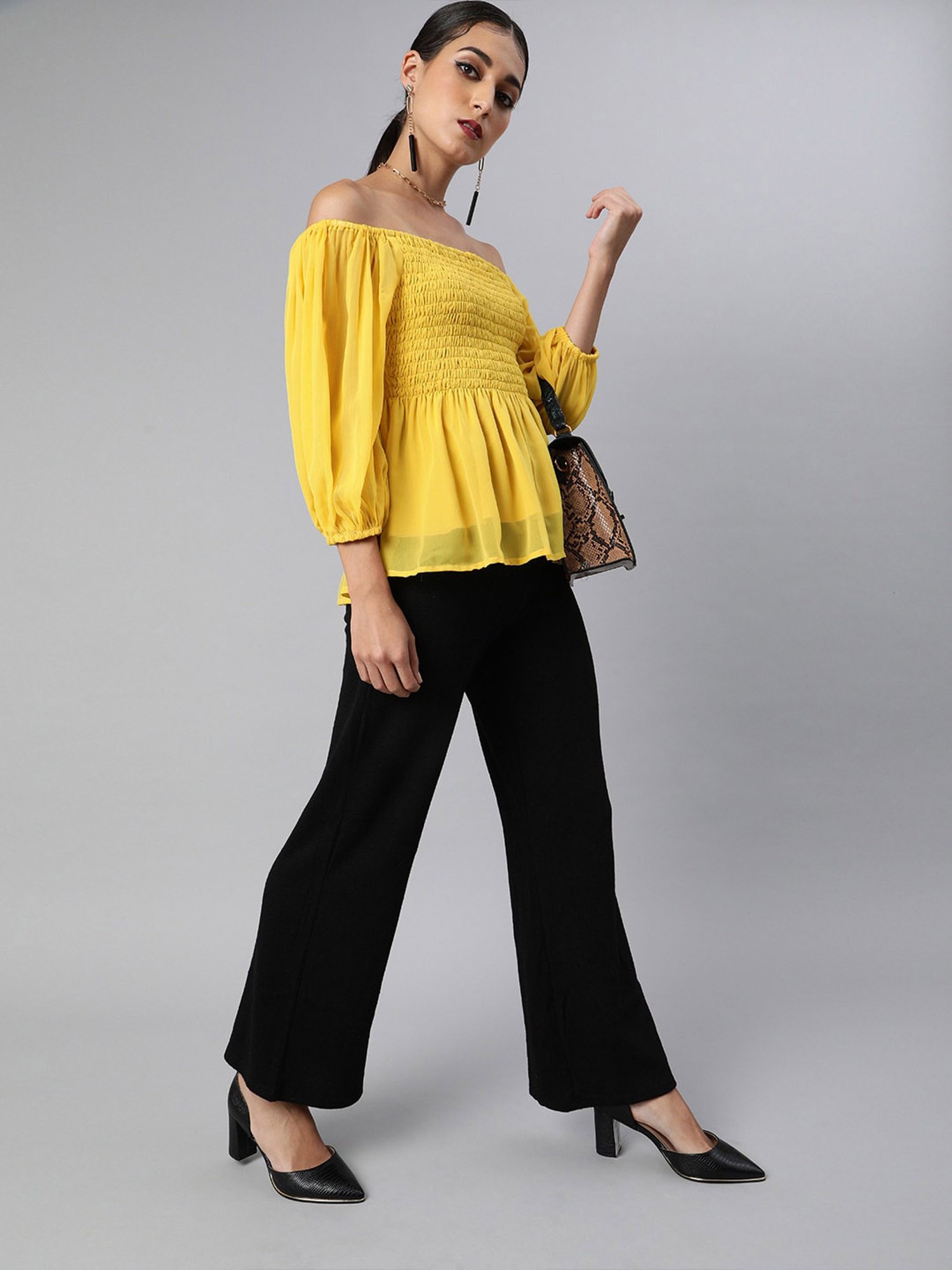 Sera Yellow Regular Fit Top