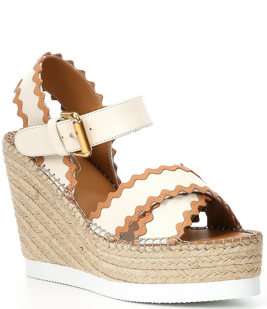See By Chloe Glyn Leather Wedge Espadrilles