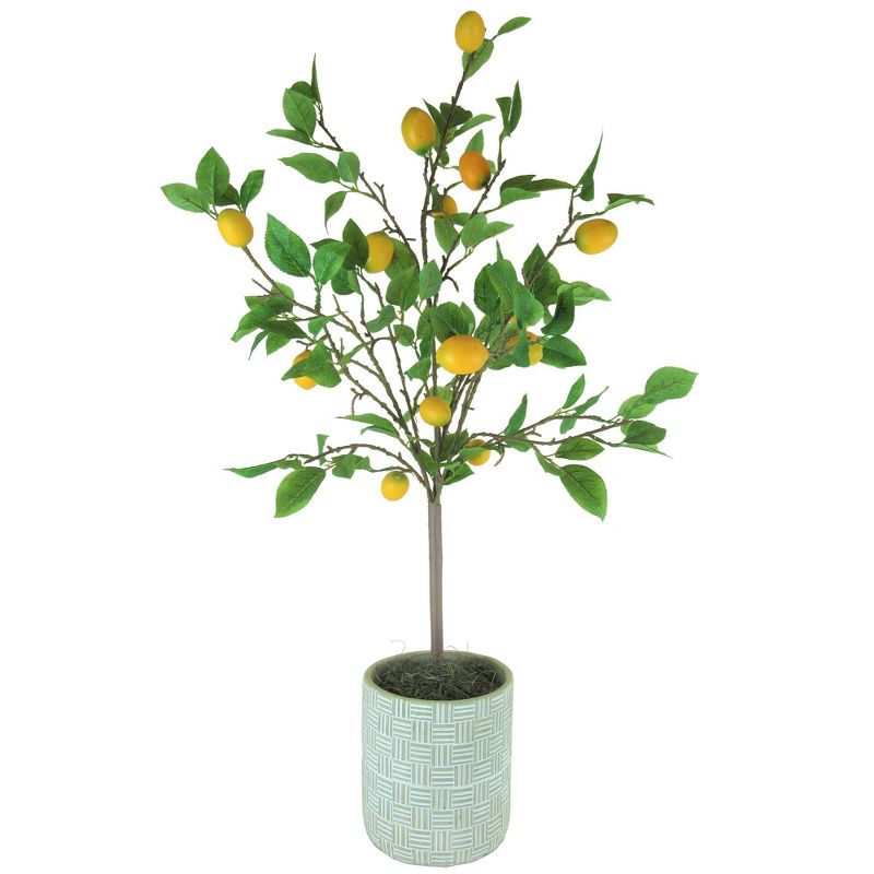 42" Artificial Lemon Tree in Embossed Concrete Pot - LCG Florals