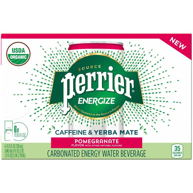 Perrier ENERGIZE Pomegranate Flavored Carbonated Energy Beverage - 6pk/11.15 fl oz Cans
