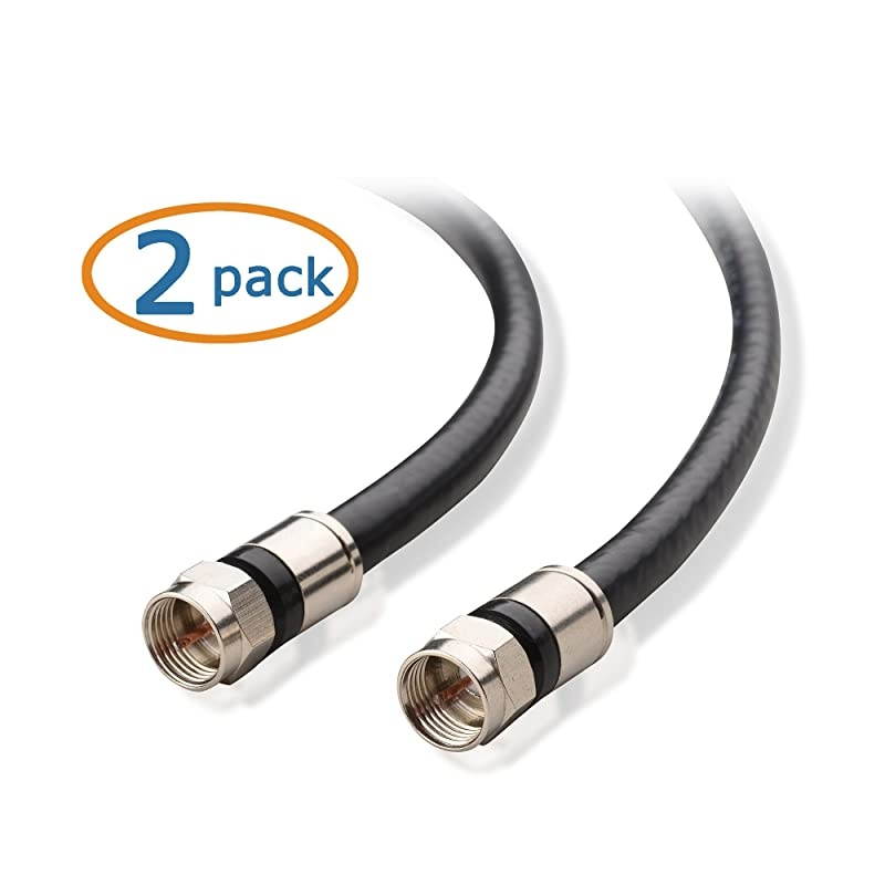 2Pack CL2 inWall Rated cm Quad Shielded Coaxial RG6 Coax in Black 25 Feet