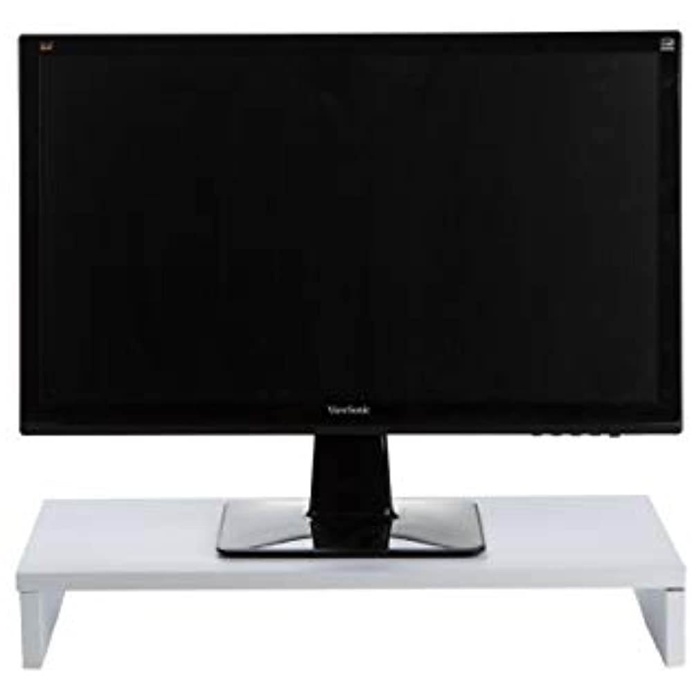 Mind Reader RECMON-WHT Wooden Riser for Computer, Pc, iMac, Printer, Speakers, Screens, TV, White Monitor Stand
