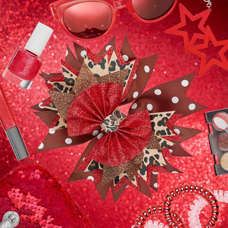 Lily Frilly Hair Bow - Leopard