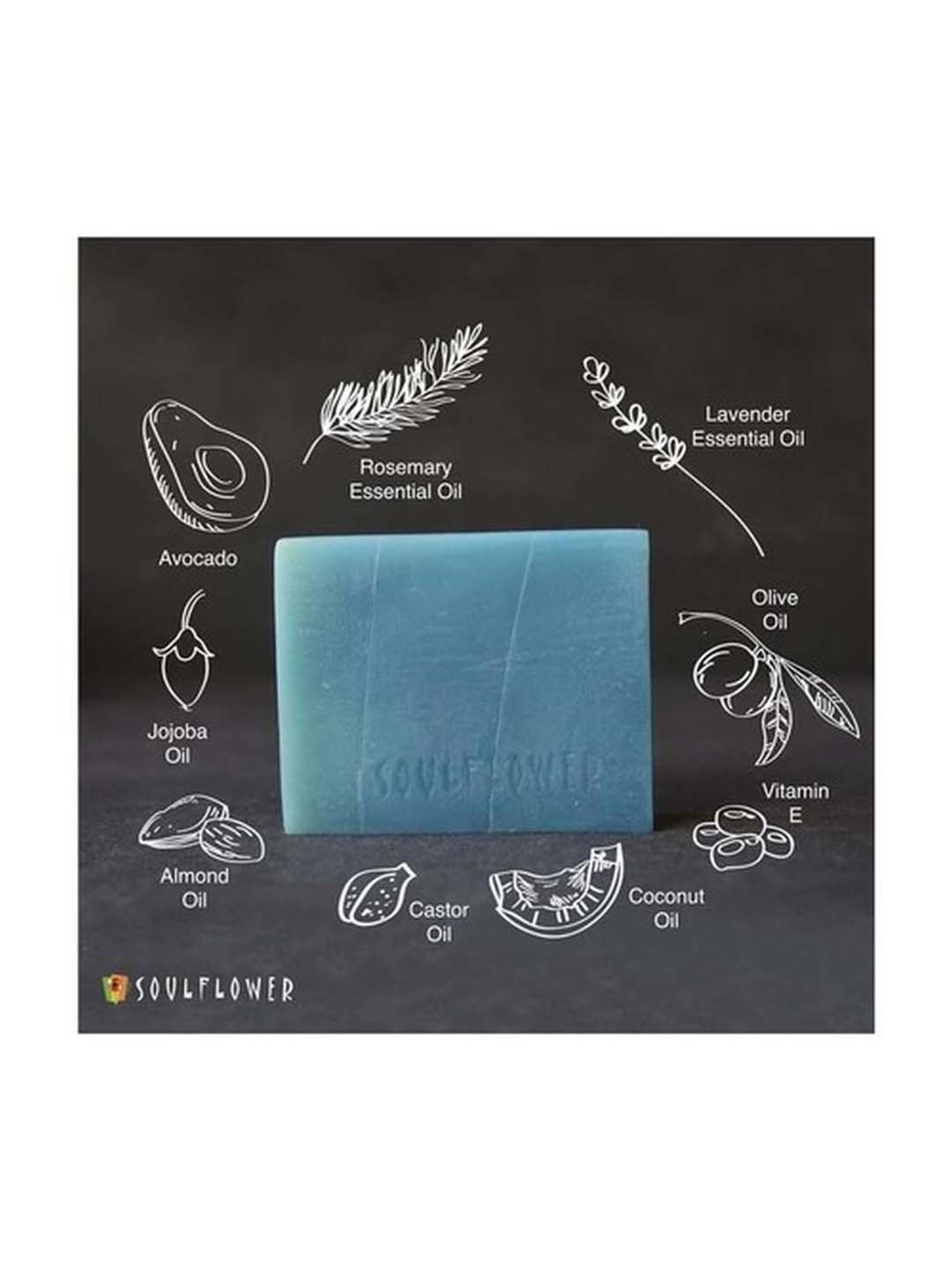 Soulflower Rosemary Lavender Hair Cleansing Bar Soap - 150 gm