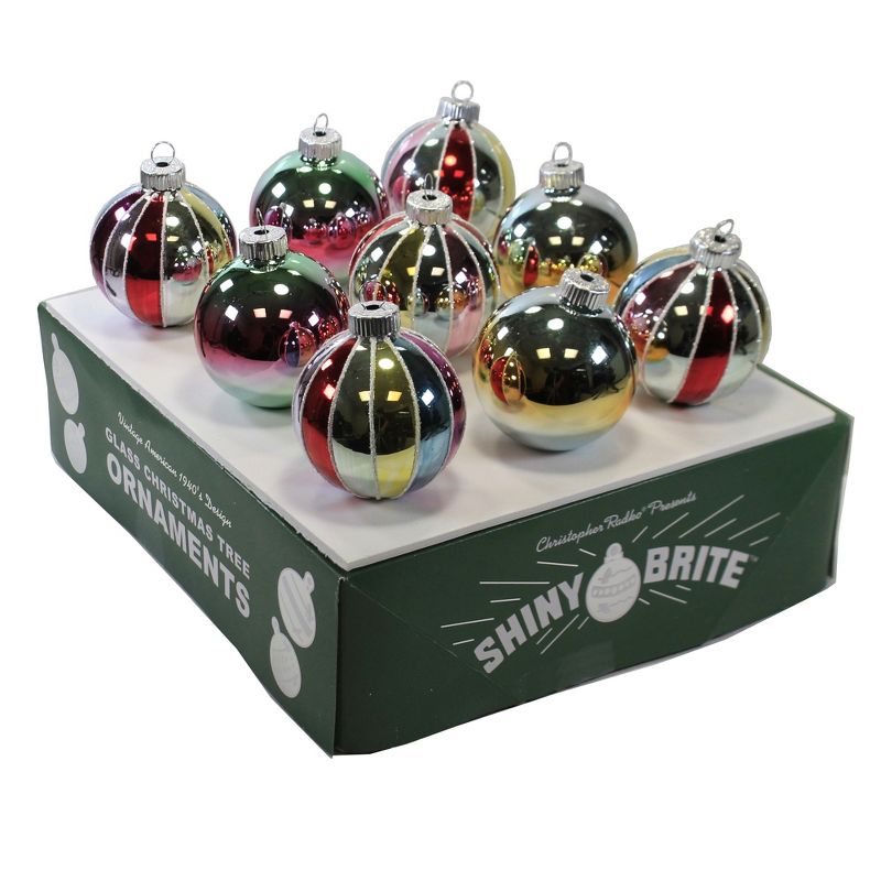 Shiny Brite 2.75" Ombre Pastel Balls Set / 9 Ornament  Christmas Retro  -  Ornament Sets
