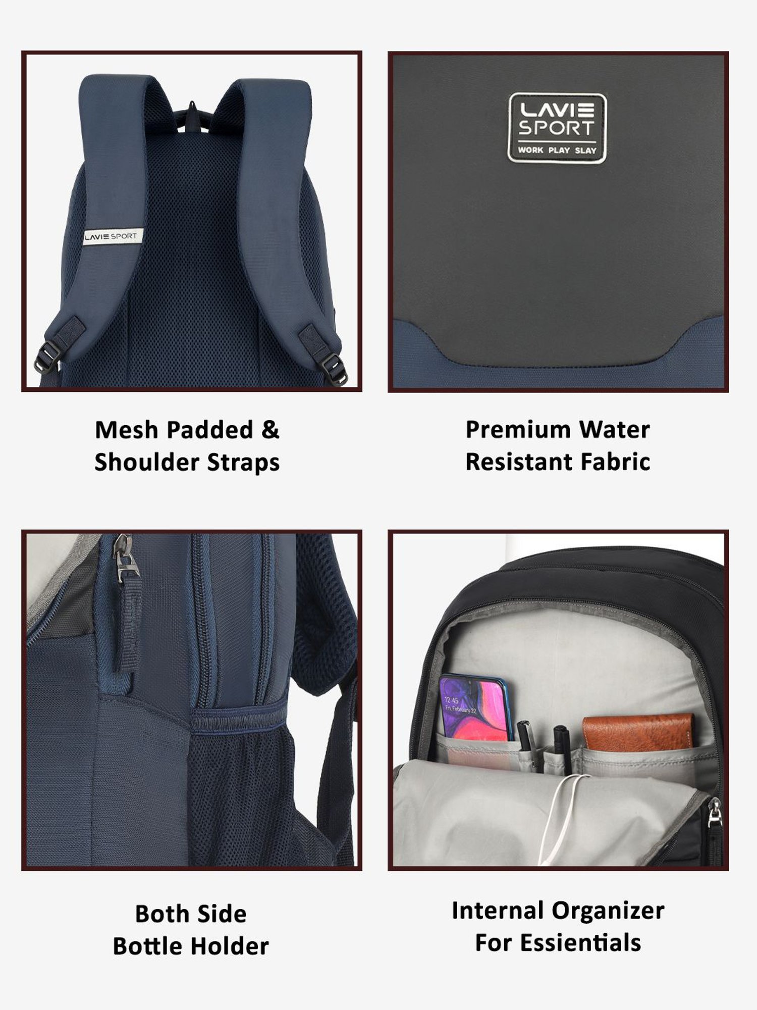 Lavie Sport Urban Navy Polyester Solid Laptop Backpack - 31 Ltrs