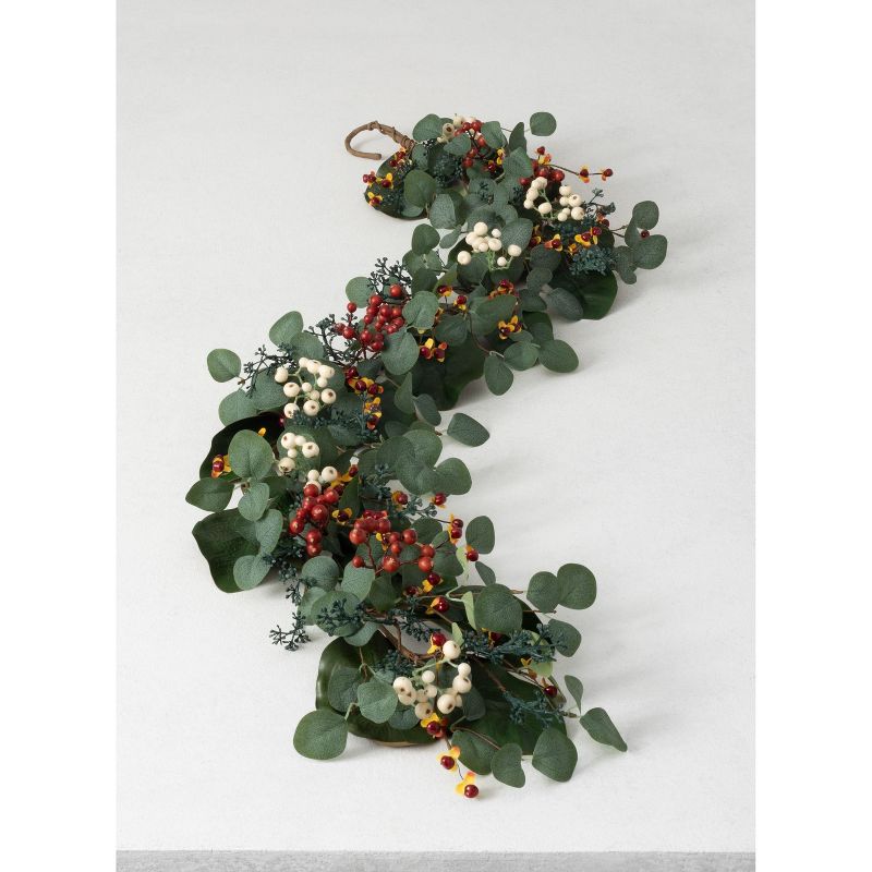 Sullivans 5' Eucalyptus & Berry Artificial Garland 60"L Green