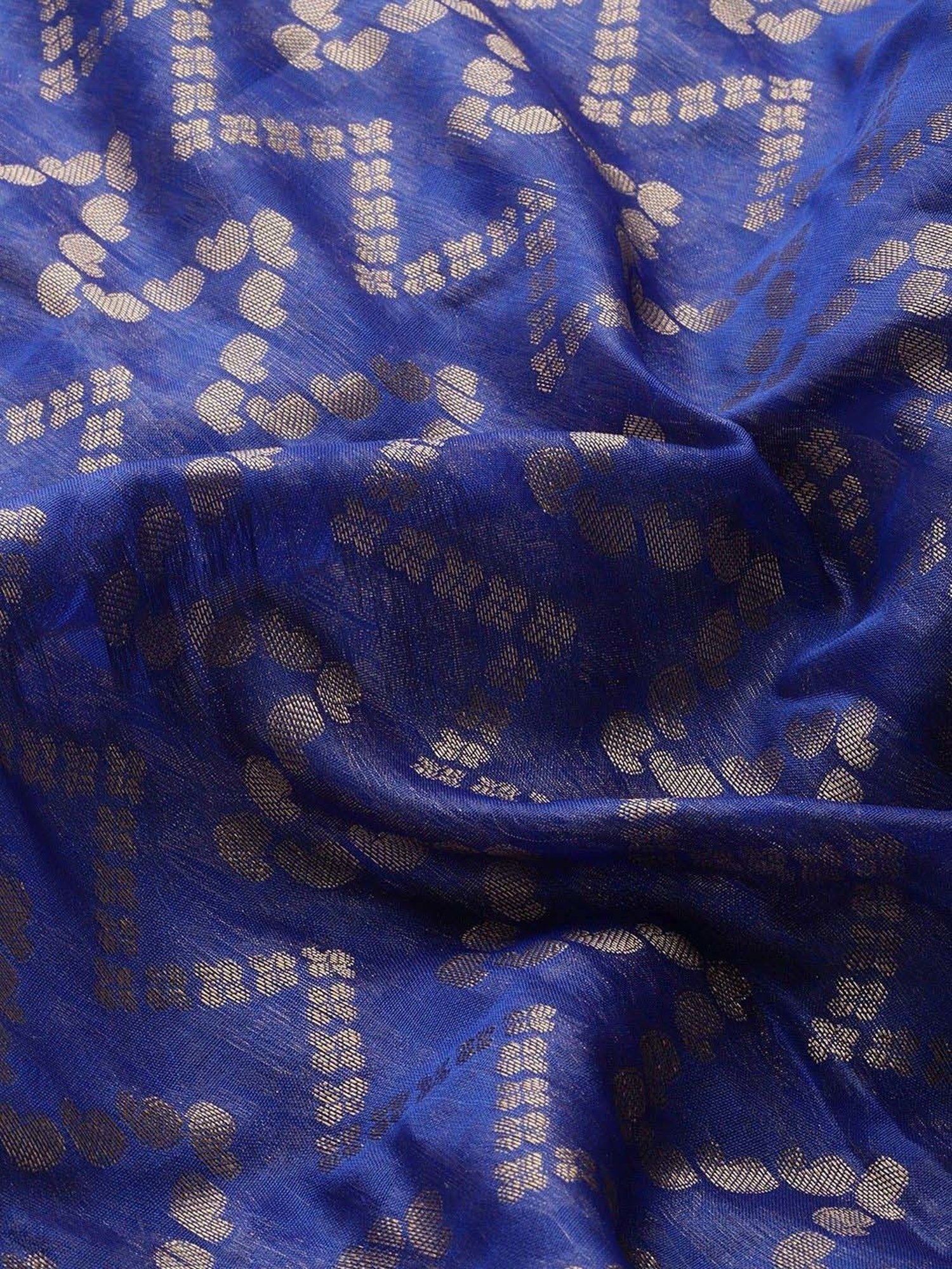 Silk Land Navy & Pink Woven Saree With Unstitched Blouse