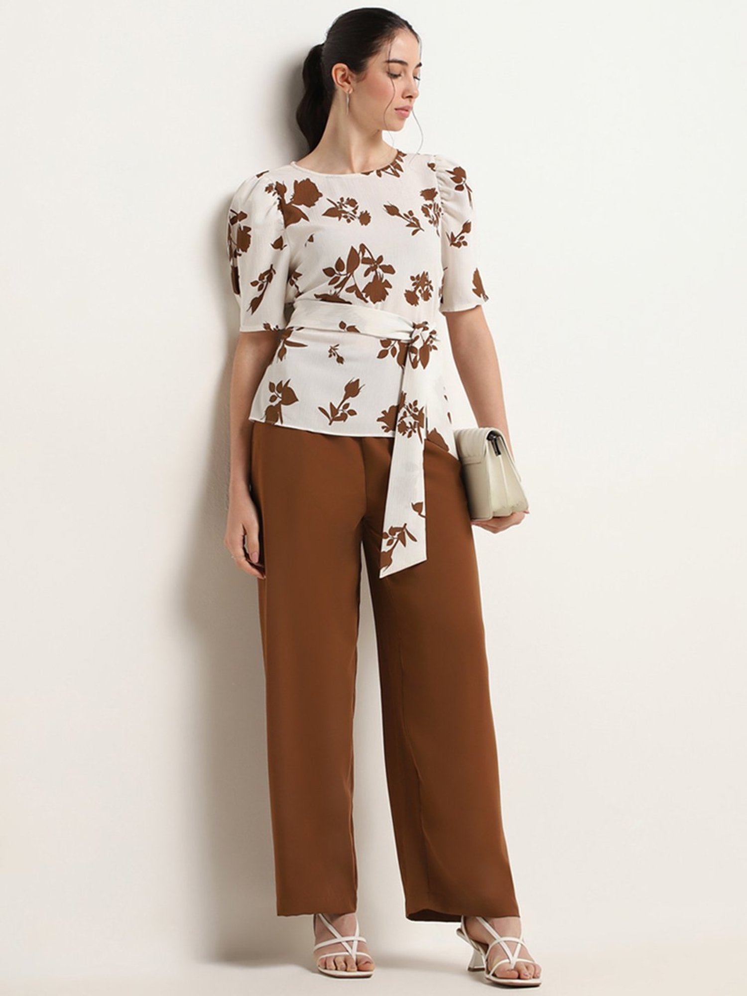 Wardrobe by Westside Brown Wide-Leg Fit Trousers