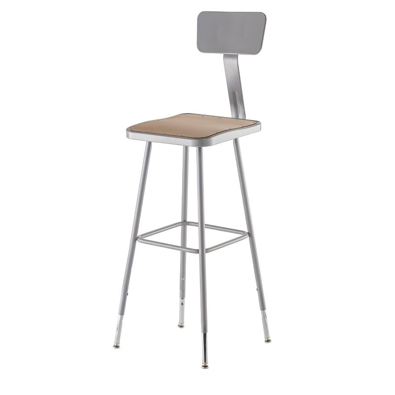 2pk Adjustable Heavy Duty Square Steel Stool with Backrest Gray - Hampton Collection