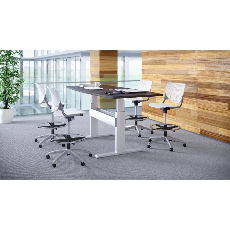 Kool Drafting Adjustable Height Barstool Fudge Fabric Upholstered Seat - KFI