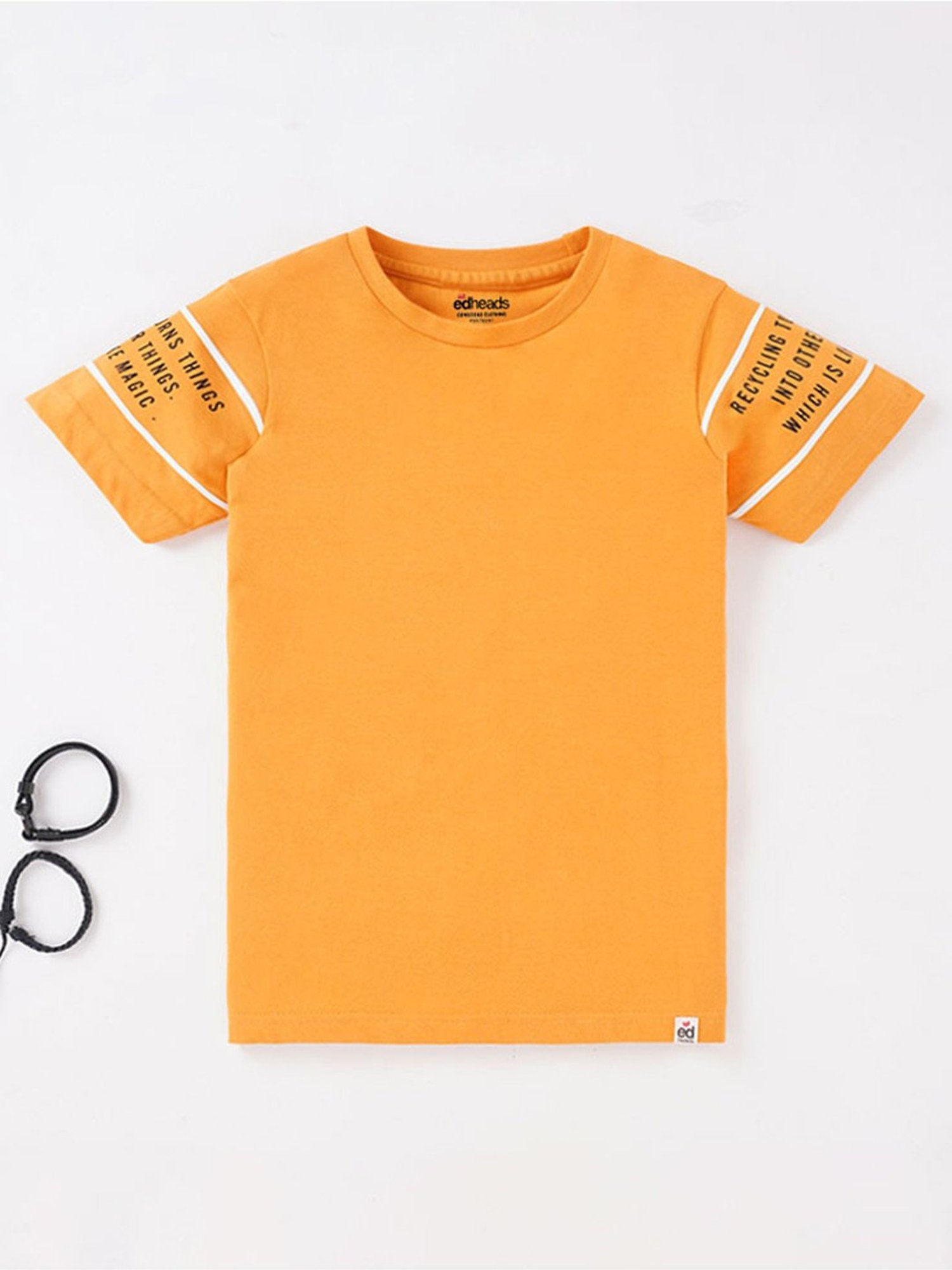 Edheads Kids Yellow Cotton Printed T-Shirt