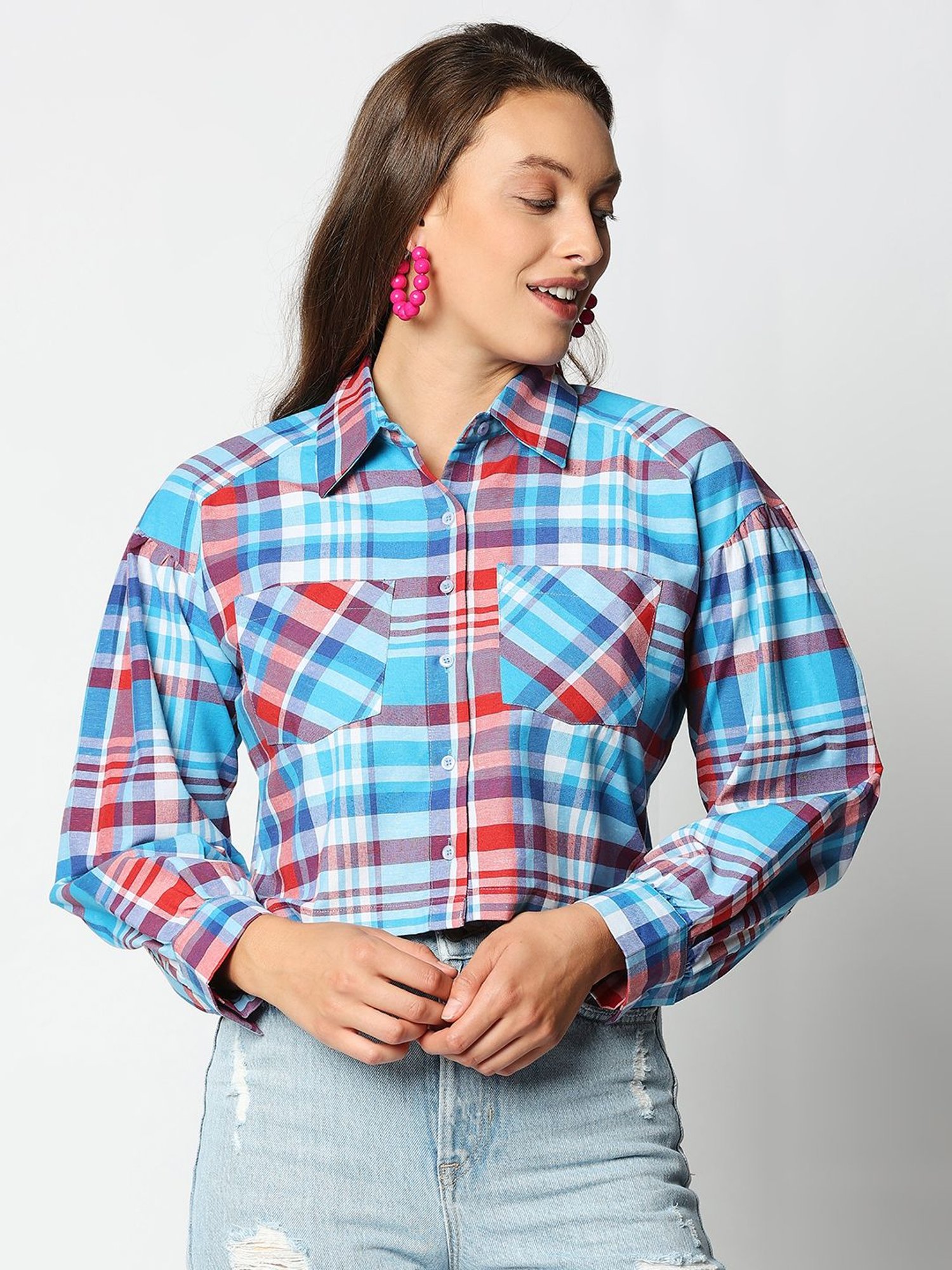 Remanika Blue & Red Chequered Shirt