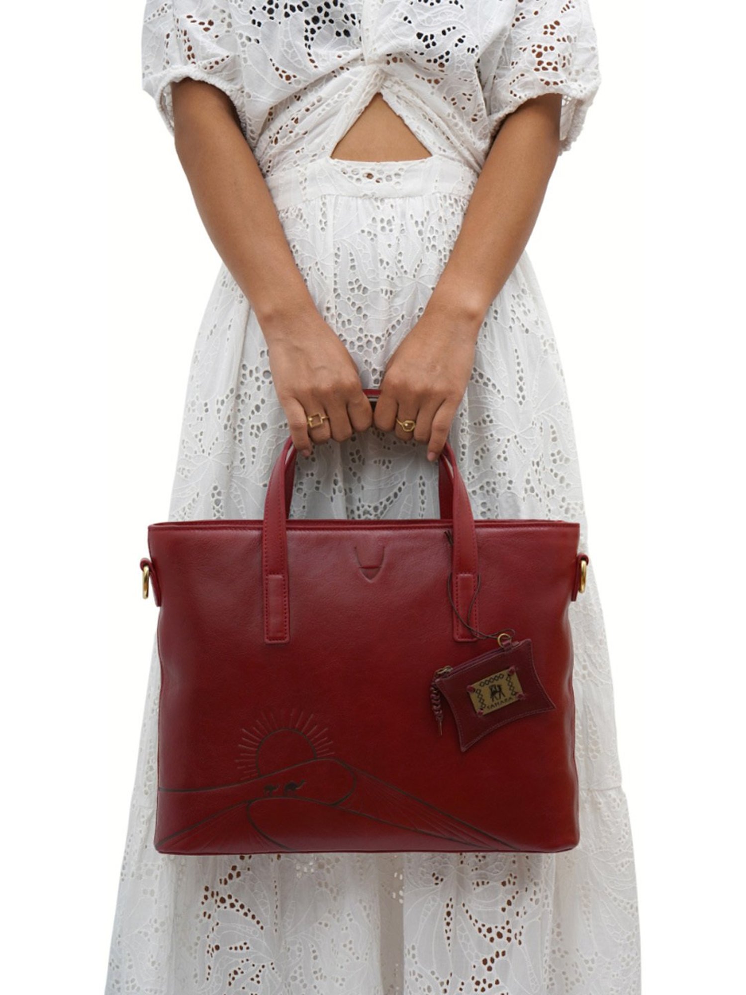 Hidesign SAHARA Red Leather Large Laptop Messenger Bag