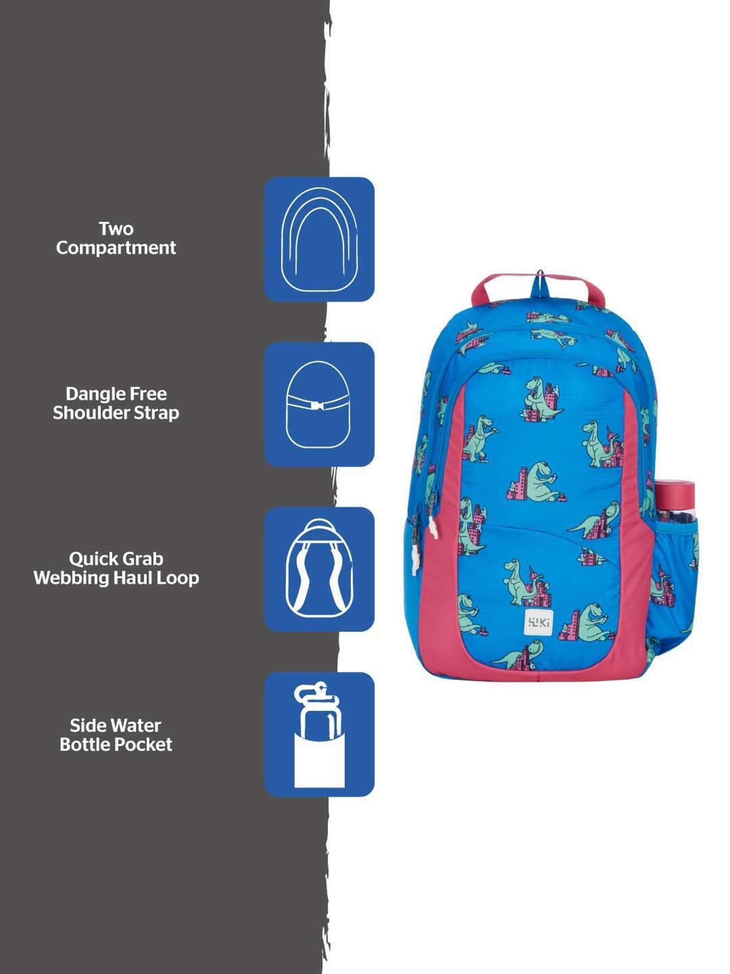 Wiki Mickey 15 Ltrs Blue Medium Backpack